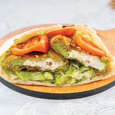Falafel sandwich stuffed with Kiri cheese