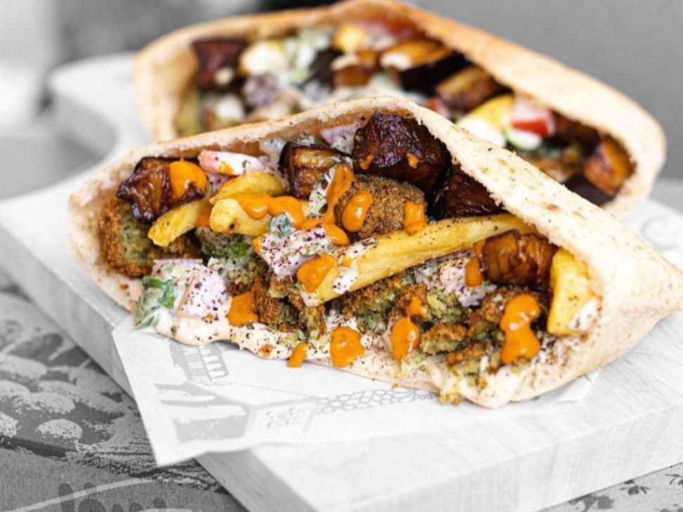 Foul and Falafel Saroukh Sandwich in Battiban Bread