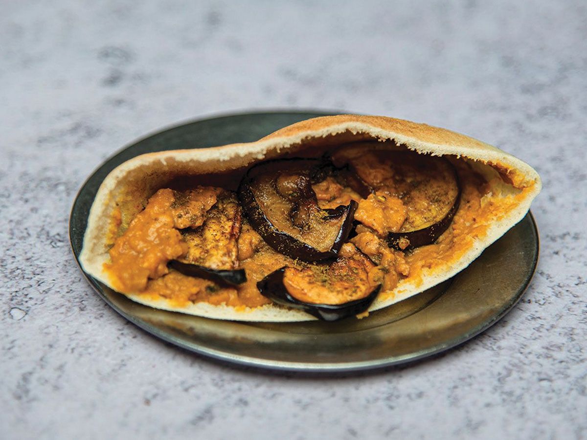 Foul Sandwich with Pickled Eggplant