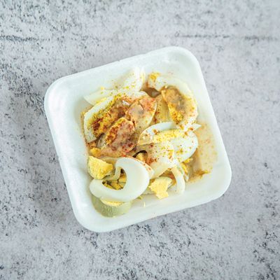 Boiled Eggs Sliced With Sesame Paste Plate