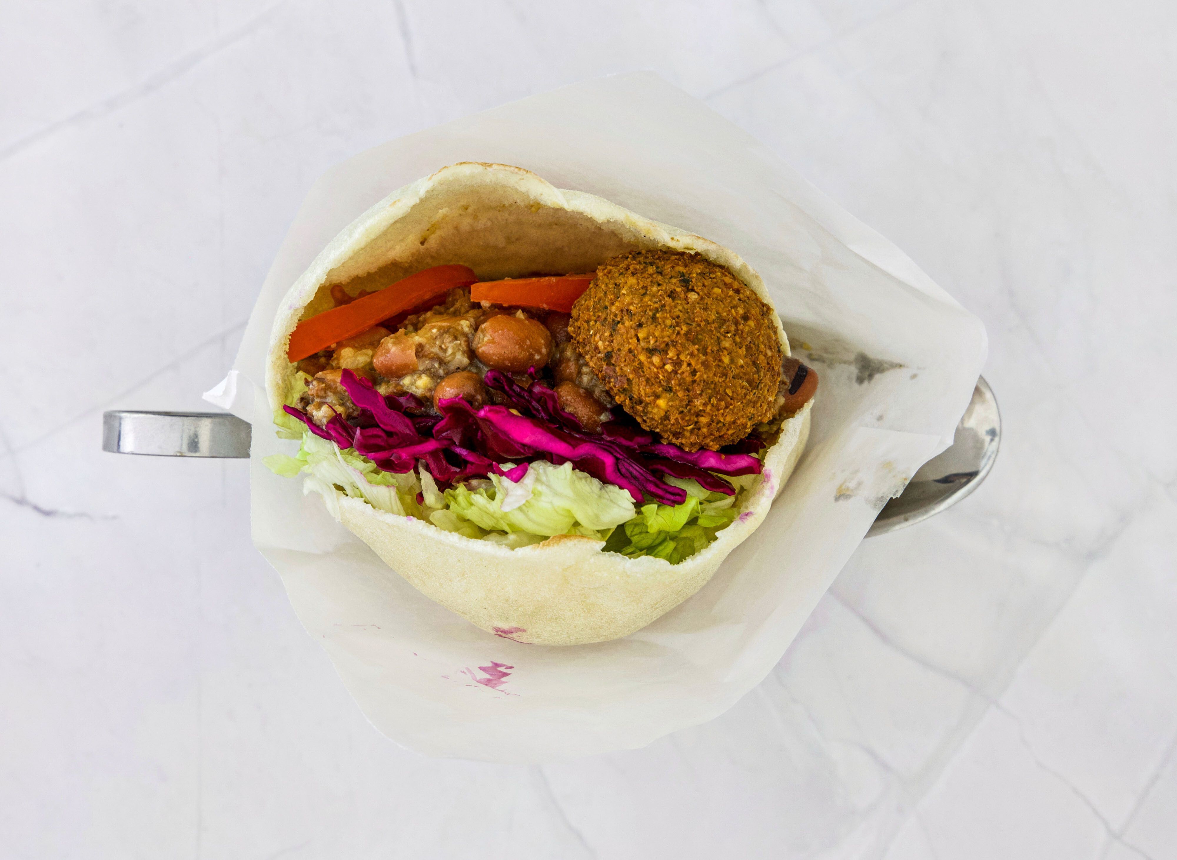Foul With Falafel Sandwich