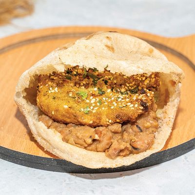 Mix foul and falafel sandwich