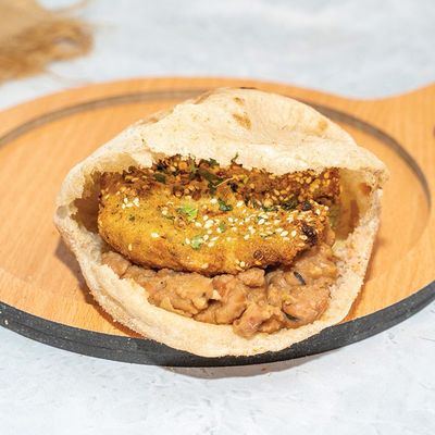 Mixed Foul on falafel shami or Baladii Sandwich