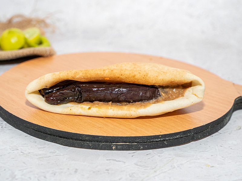 Foul With Eggplant Sandwich