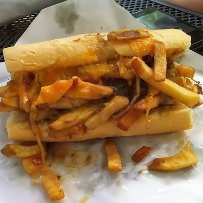 French Fries With Cheddar Cheese Sandwich
