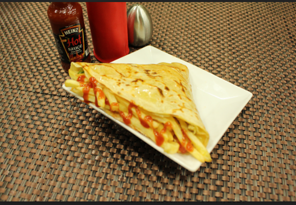 French Fries and Cheddar Cheese Crepe