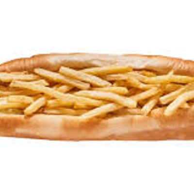 Fried cheese pomme frites on shami or Baladii Sandwich
