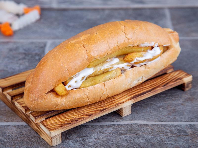 French Fries With Mozzarella Cheese Sandwich