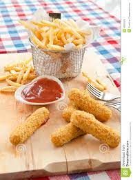 French Fries With Cheddar Cheese Sticks