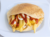 French Fries With Ketchup And Mayonnasie Sandwich