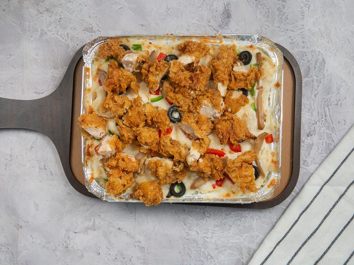 Fried Chicken Pasta With Vege