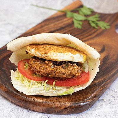 Falafel and Fried Egg Sandwich