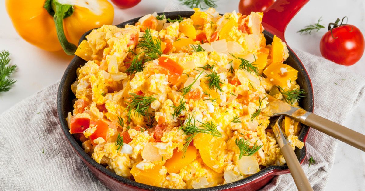 Eggs With Halloumi And Cherry Tomatoes