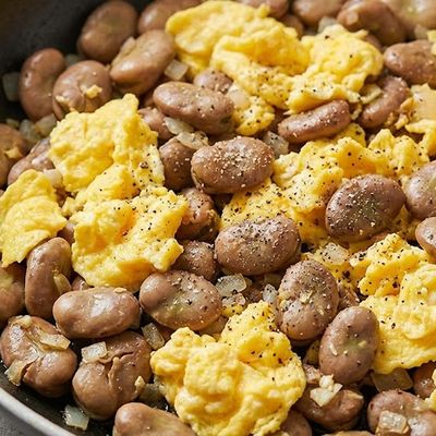 Fried Fava Bean Sandwich with Eggs
