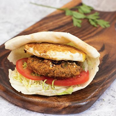 Fried egg falafel sandwich