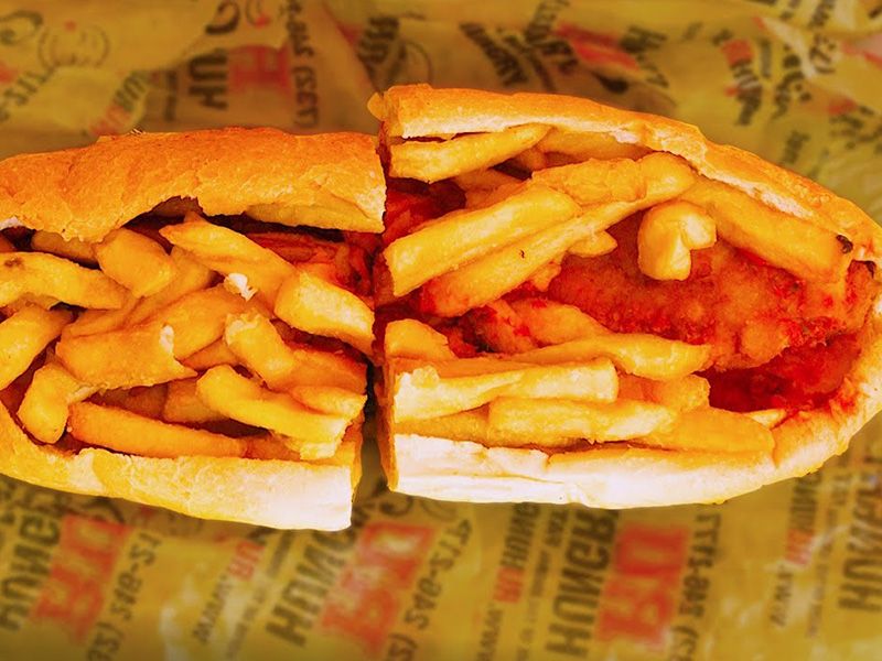 French Fries With Ketchup Sandwich