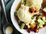 Fruit Salad With vanilla Ice cream