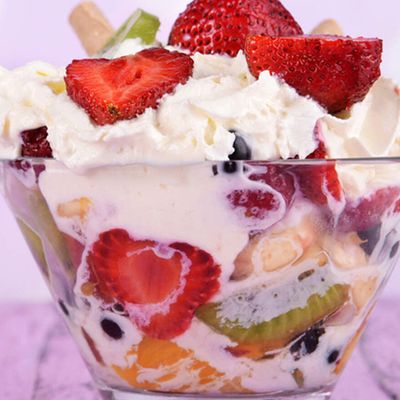 Fruit salad and ice cream