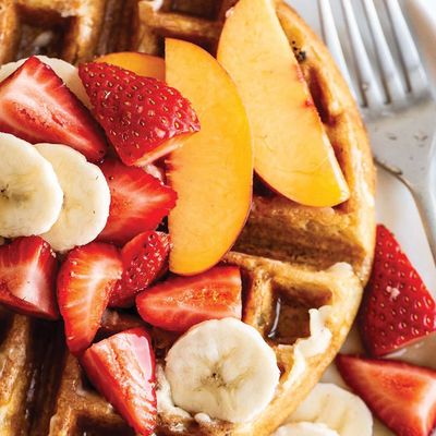Fruit and chocolate waffle