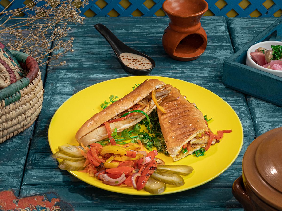 Grilled Chicken Fillet with Grilled Vegetables Sandwich