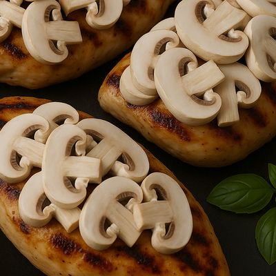 دجاج مشوي بالفطر الطازج