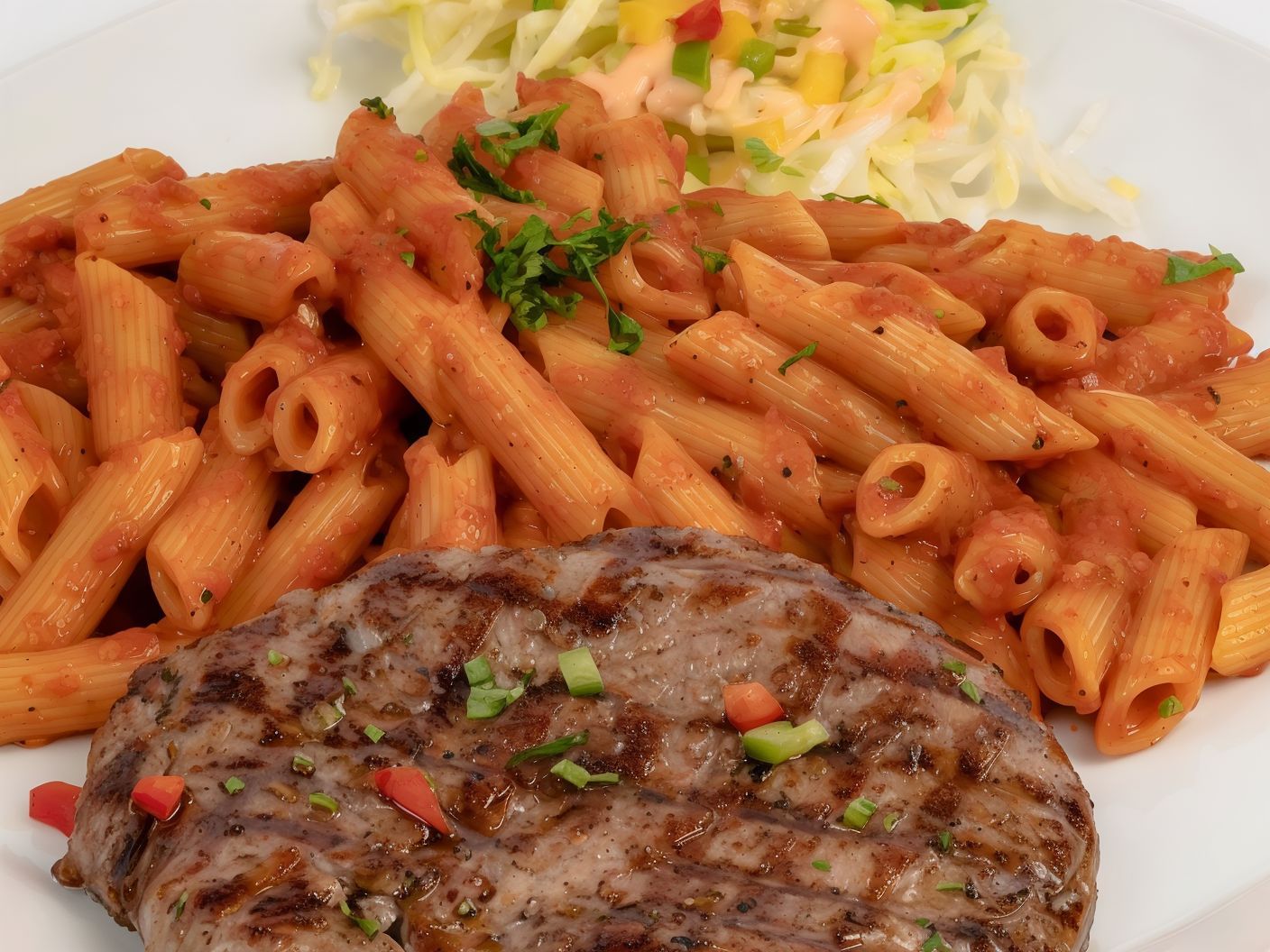 grilled fillet with pasta