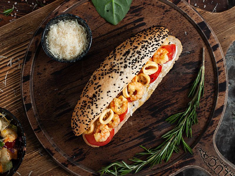 Mix Grilled Seafood Sandwich