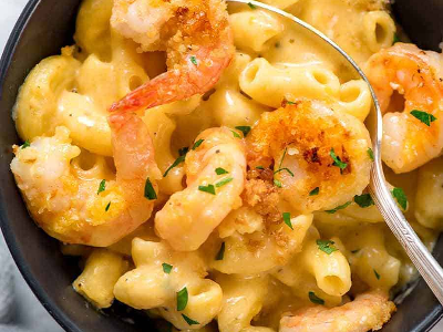 Grilled Shrimp And Cheese Pasta