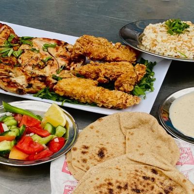 Grilled and fried meal 1/2 chicken