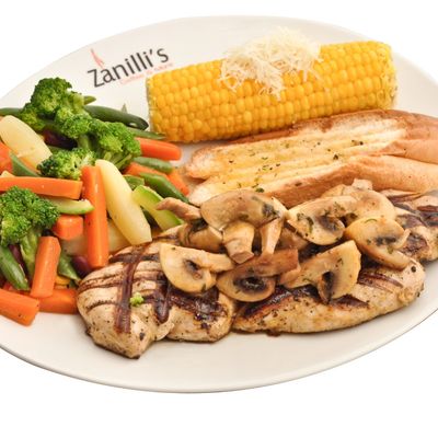 Grilled chicken with fresh mushrooms