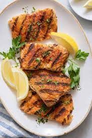 Grilled fillet meal on charcoal