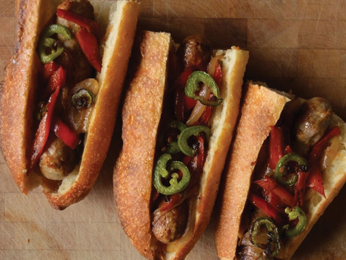 Grilled sausage sandwich