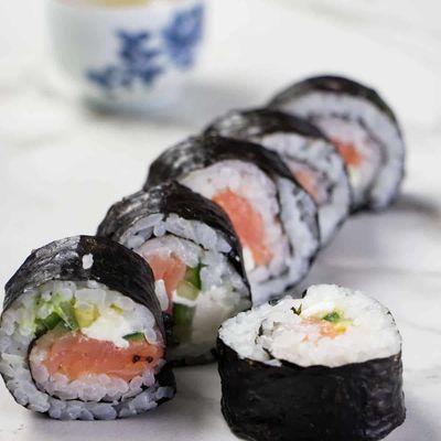 Gunkan Smoked Salmon with Philadelphia & Crispy Rice