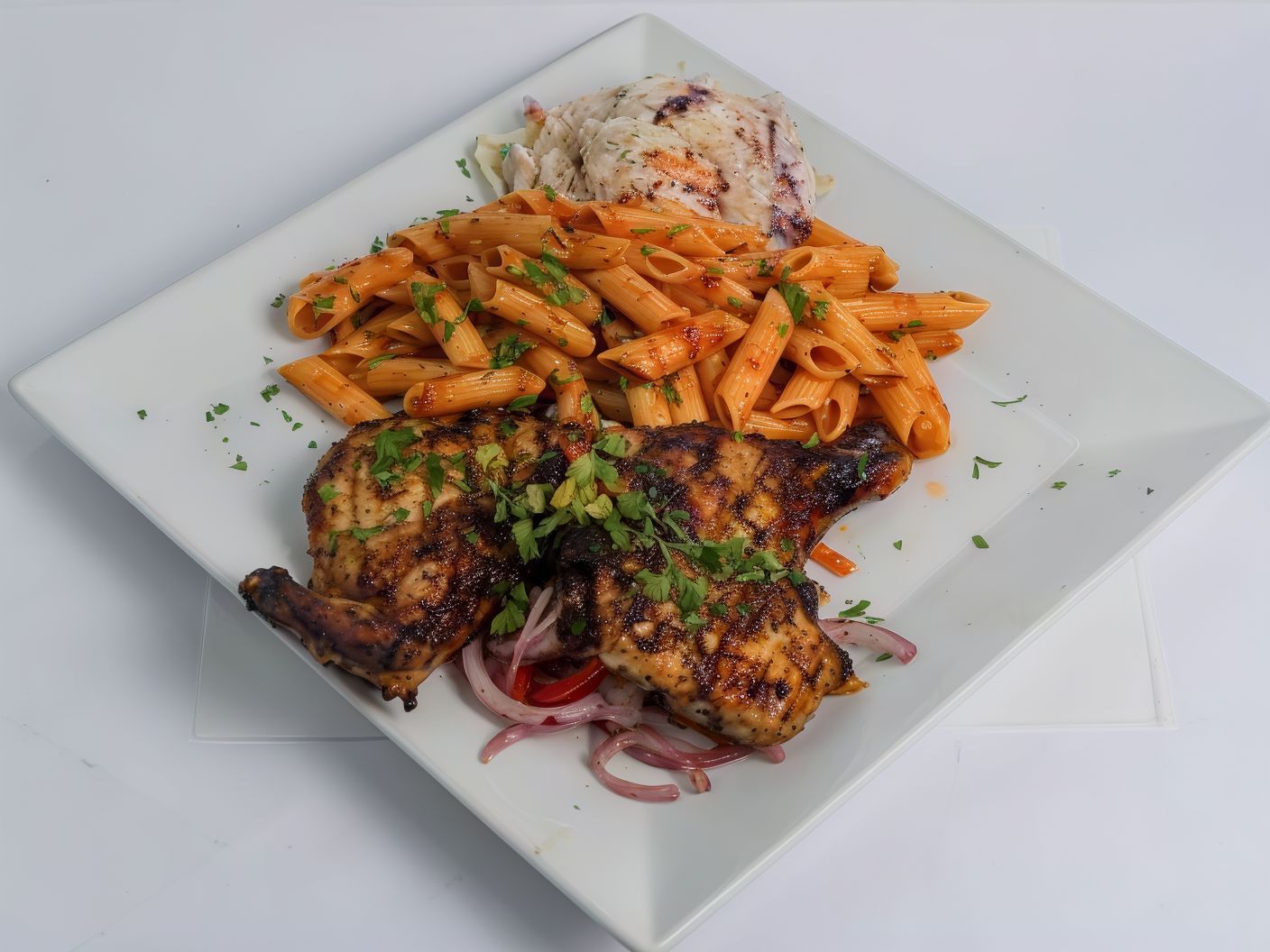 Half Grilled Chicken With Pasta
