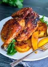 Half Grilled Chicken, Bread And Salad