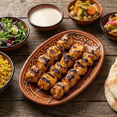 1/2 chicken shish on charcoal