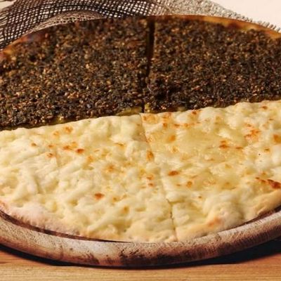 Zaatar and cheese manqousha
