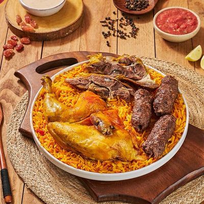1/2 Chicken with 1/8 Kilo Kofta with 2 Pieces Of Meat And Rice