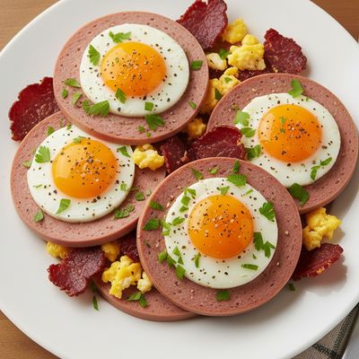 Halwani Luncheon With Pastrami And Eggs