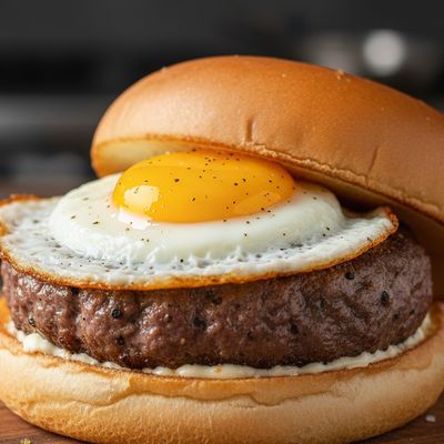 Hamburger With Fried Eggs