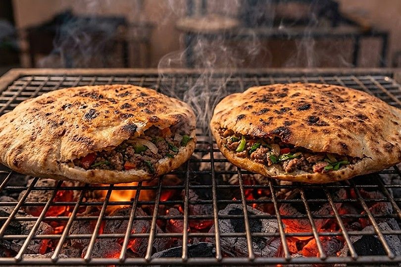 Hawawshi on charcoal