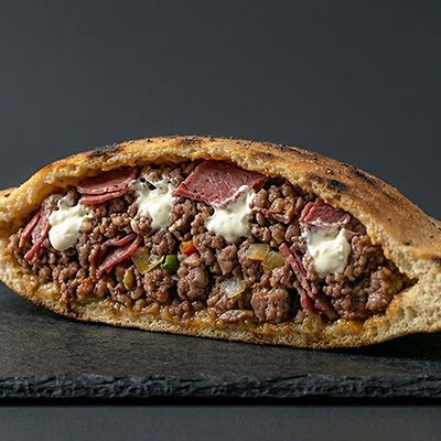 Hawawshi with Pastrami and Kiri Cheese