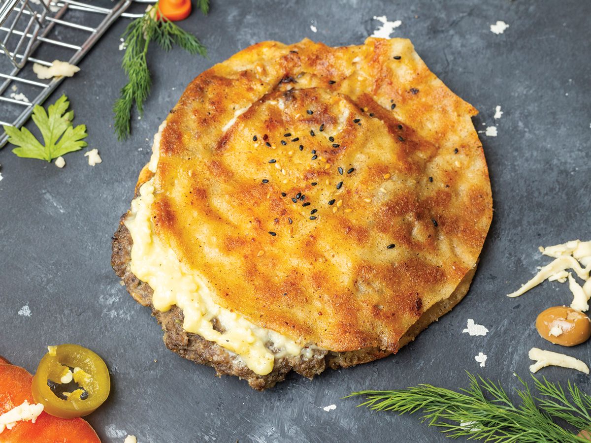 Sausage Hawawshi with mozzarella