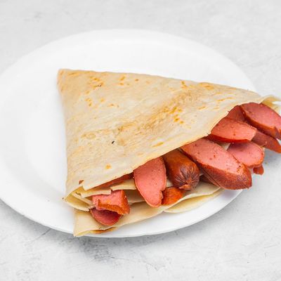 Crispy and Hot Dog with Potatoes Crepe