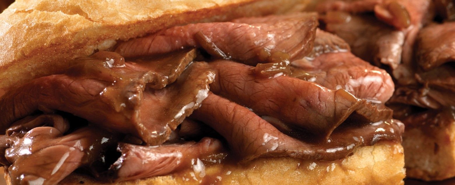 Roast Beef With Cheese and Mushroom Sandwich