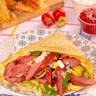 Meat Hot Dog Crepe