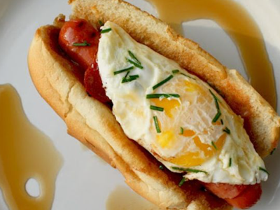 Hot Dog With Eggs Sandwich