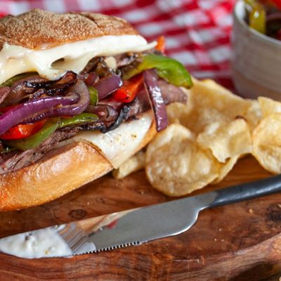 Hot Philly Cheesesteak Brown Vienna sandwich
