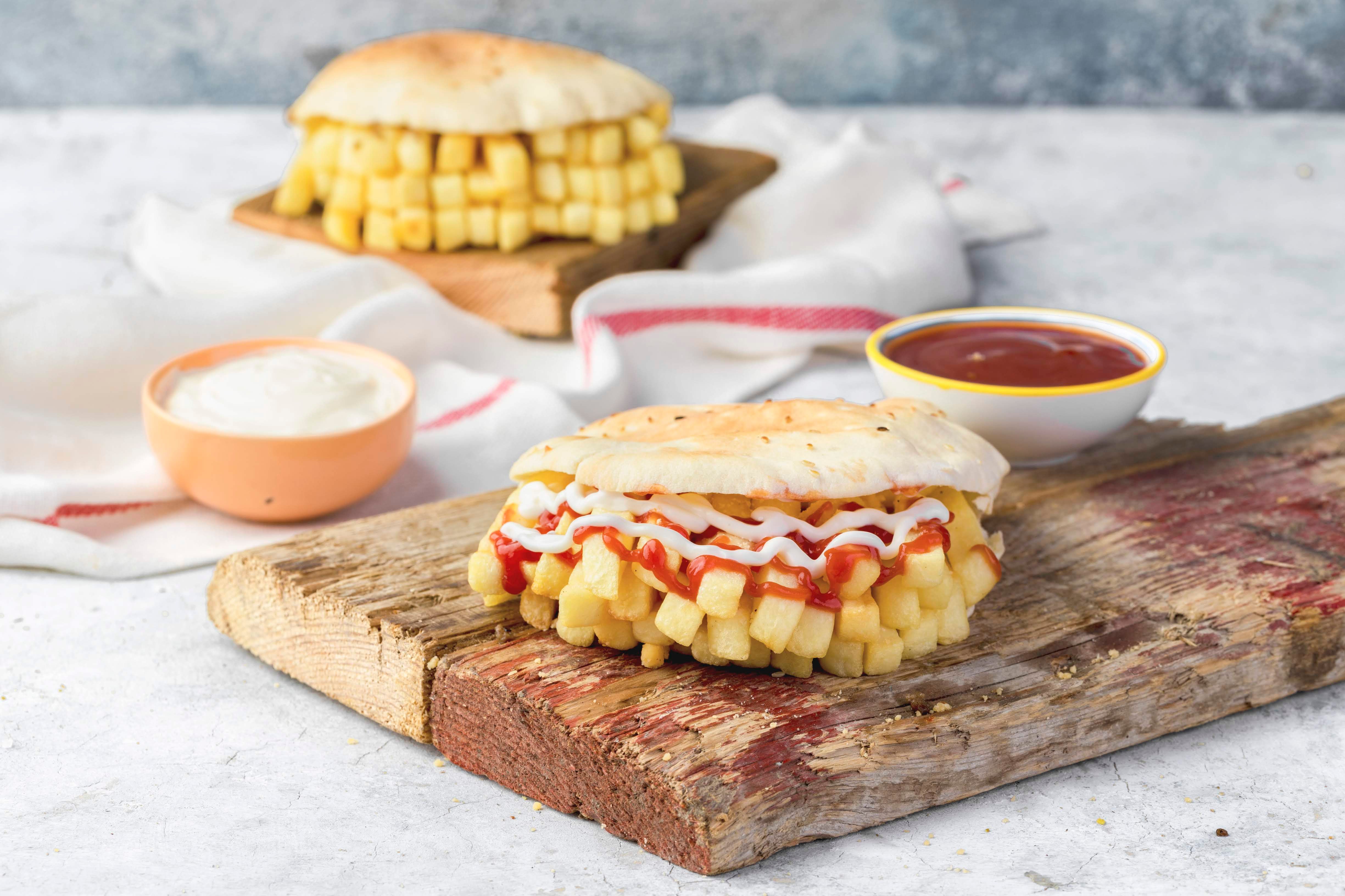 French fries sandwich with mayonnaise