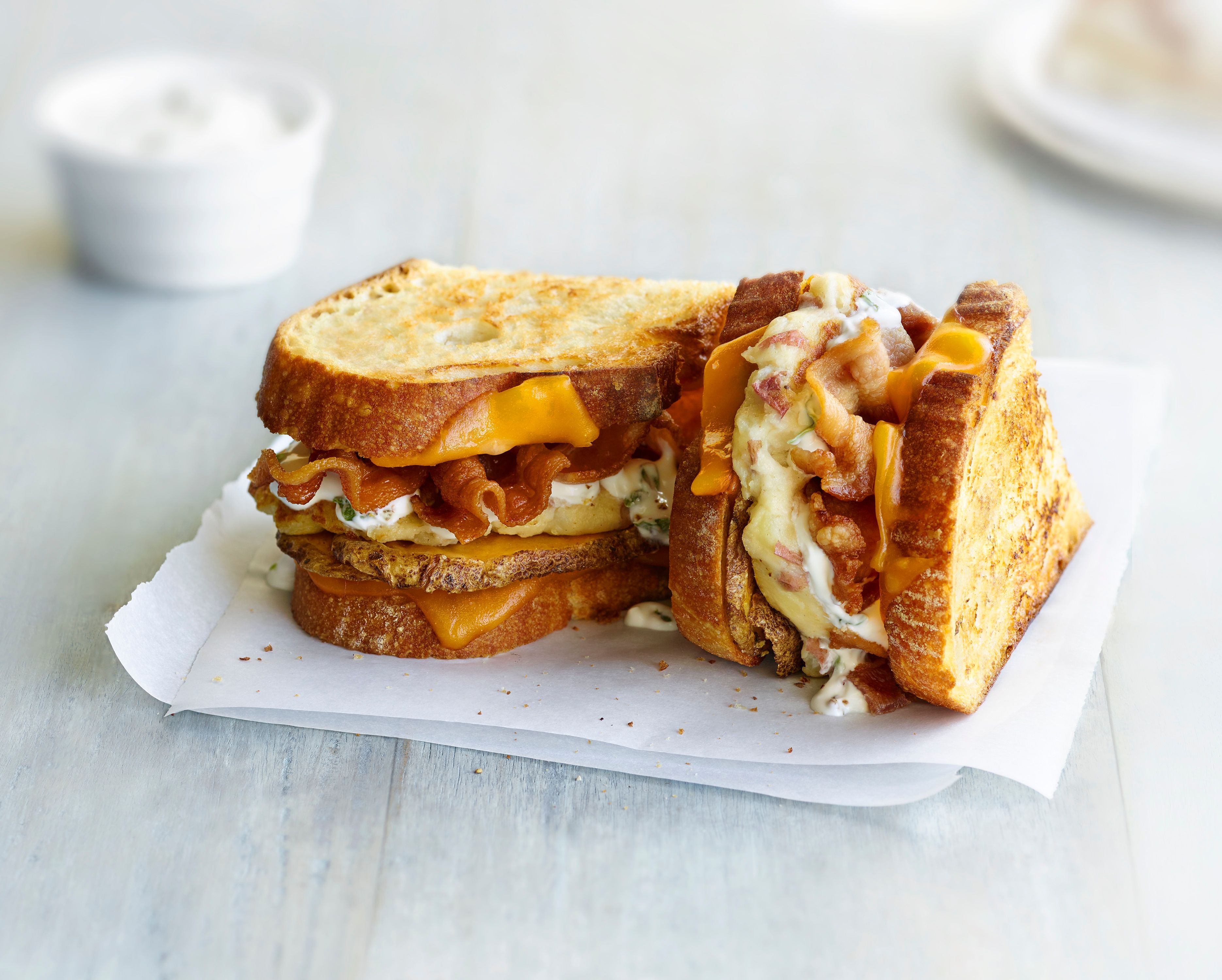 Potato Puree With Cheddar Sandwich